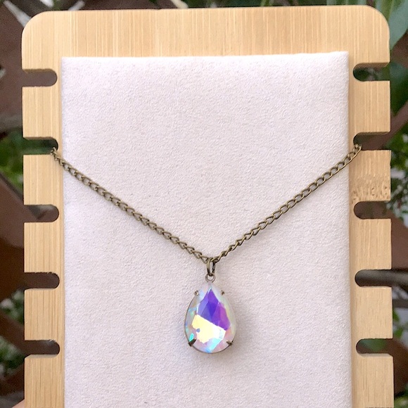 Iridescent White AB Unicorn 🦄 Crystal Drop Necklace - Picture 6 of 7